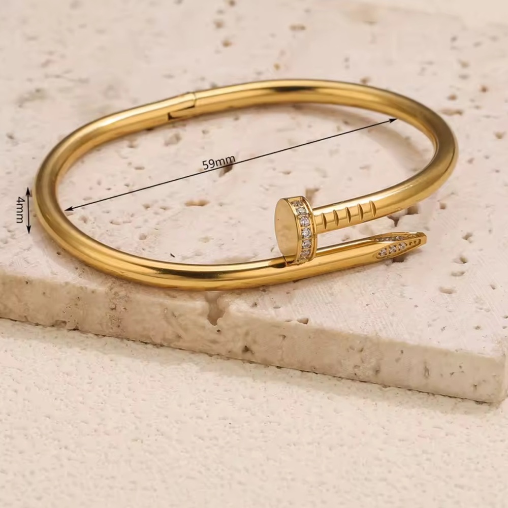 Juste un Clou Gold Nail Crystal Bangle Bracelet - Picture 3 of 3